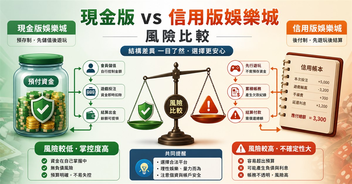 左右分割構圖，一側是預付資金容器，一側是信用帳本，中間為風險天平
